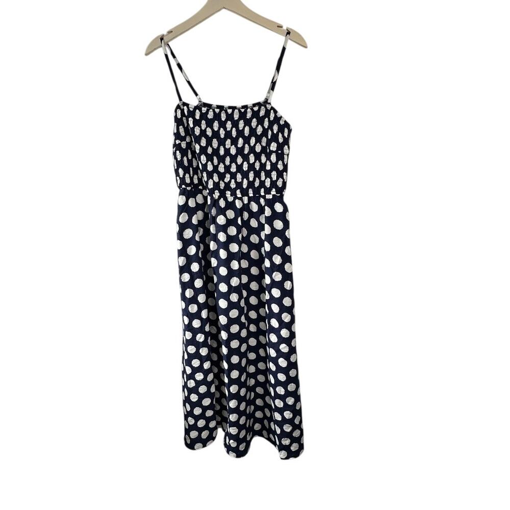 PRETTYGARDEN Navy Polka Dot Dress Spaghetti Strap Smocked Sundress Large NEW - Picture 3 of 9